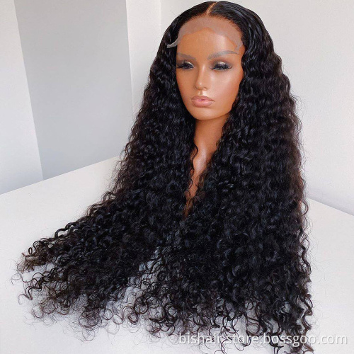 BIS Brazilian 100% Human  Hair 4x4 Jerry Curly Waves Wig For Black Women, 150 Density Wigs With Transparent Lace Closure Wig